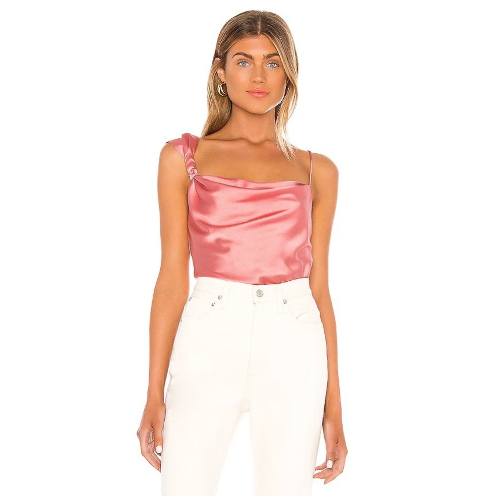 Song of Style Revolve Satin Top Sz S Cowl Neck Camisole Pink Cocktail Dressy